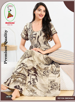 MANGAI RAYON Smocking Nighty | Beautiful Pleated Design | Side Pocket | Stylish Nighty for Trendy Women's | Your Perfect Nightwear Collection's (SRN)