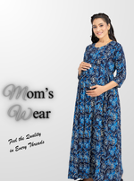 New ArrivalsONLY MINE Premium 4-IN-ONE Mom's Wear - Soft & Smooth Rayon | Maternity | Feeding | Long Frock | Casual Wear for Pregnancy Women's (4-IN-ONE-LFRK)