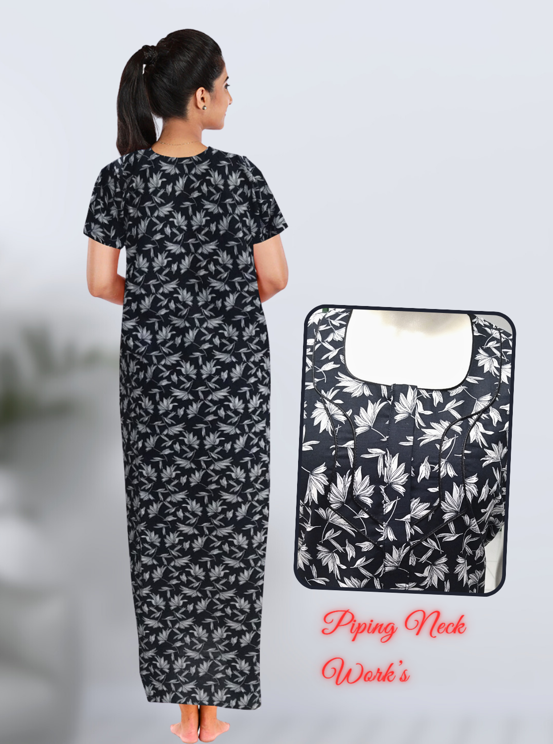 MANGAI New Regular Fit Cotton Printed Nighties - All Over Printed Stylish Nightwear for Stylish Women | Side Cut Pocket | Beautiful Nighties for Stylish Women's | Colorful Printed Cotton Nighties (LDM)