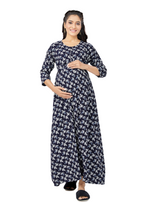 New ArrivalsONLY MINE Premium 4-IN-ONE Mom's Wear - Soft & Smooth Rayon | Maternity | Feeding | Long Frock | Casual Wear for Pregnancy Women's (4-IN-ONE-LFRK)