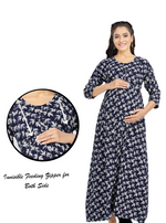 New ArrivalsONLY MINE Premium 4-IN-ONE Mom's Wear - Soft & Smooth Rayon | Maternity | Feeding | Long Frock | Casual Wear for Pregnancy Women's (4-IN-ONE-LFRK)