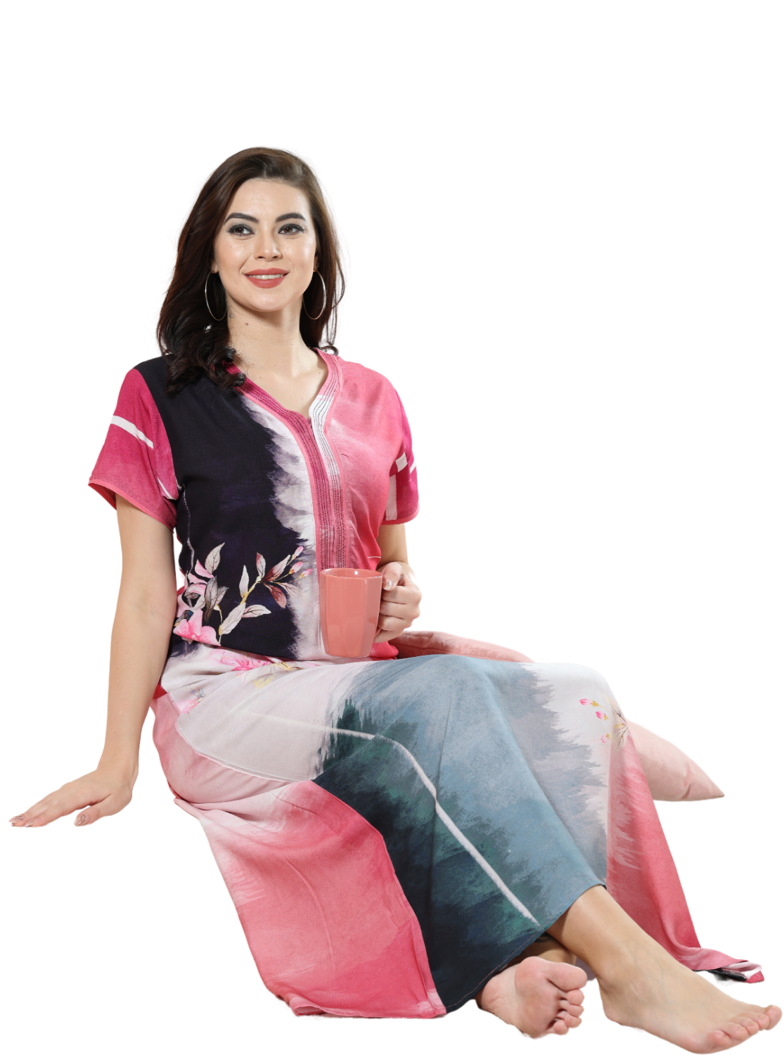 MANGAI New Arrivals Rayon Digital Printed Stylish Nighties for Stylish Women's | Updated Collections | Superior Quality | All Over Printed |Trendy Nighties for Women's