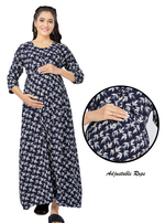 New ArrivalsONLY MINE Premium 4-IN-ONE Mom's Wear - Soft & Smooth Rayon | Maternity | Feeding | Long Frock | Casual Wear for Pregnancy Women's (4-IN-ONE-LFRK)