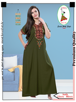 MANGAI Premium KARACHI Embroidery Nighties | Beautiful Embroidery Design's | Branded Quality | Half Sleeve | Regular Model | Stylish Nightdress for Women (KEM)