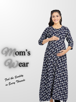 New ArrivalsONLY MINE Premium 4-IN-ONE Mom's Wear - Soft & Smooth Rayon | Maternity | Feeding | Long Frock | Casual Wear for Pregnancy Women's (4-IN-ONE-LFRK)