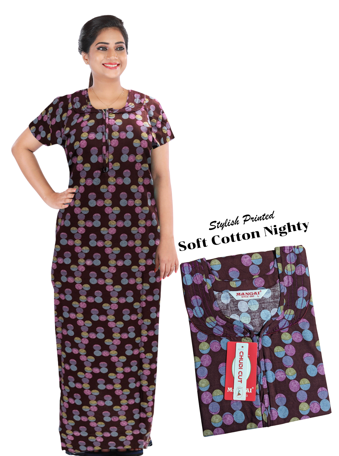 New MANGAI CHUDI Cut Cotton Nighties - All Over Printed Stylish Nightwear for Stylish Women | Beautiful Nighties for Stylish Women's | Shrinkage Free Cotton Nighties