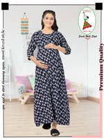 New ArrivalsONLY MINE Premium 4-IN-ONE Mom's Wear - Soft & Smooth Rayon | Maternity | Feeding | Long Frock | Casual Wear for Pregnancy Women's (4-IN-ONE-LFRK)