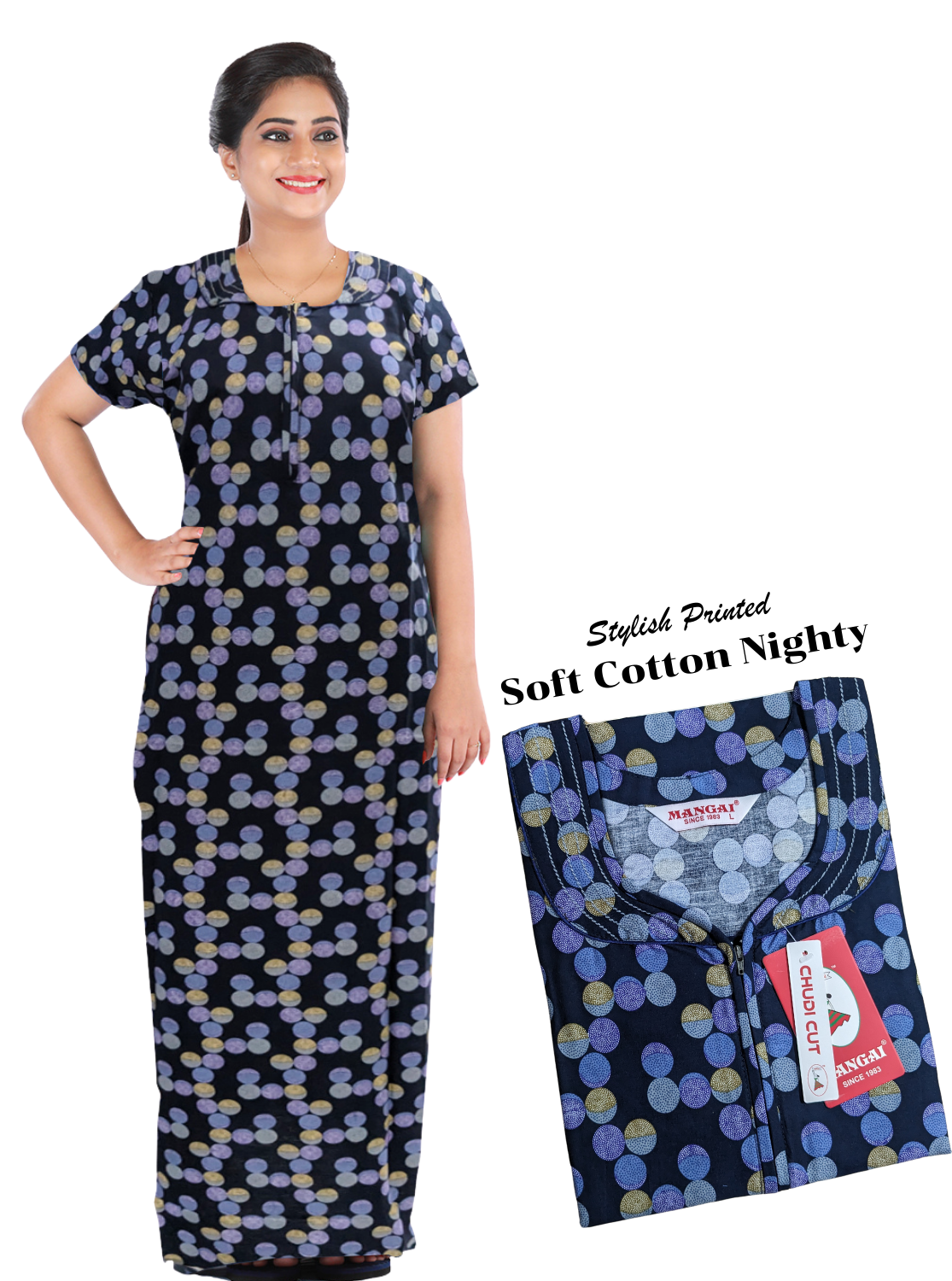 New MANGAI CHUDI Cut Cotton Nighties - All Over Printed Stylish Nightwear for Stylish Women | Beautiful Nighties for Stylish Women's | Shrinkage Free Cotton Nighties