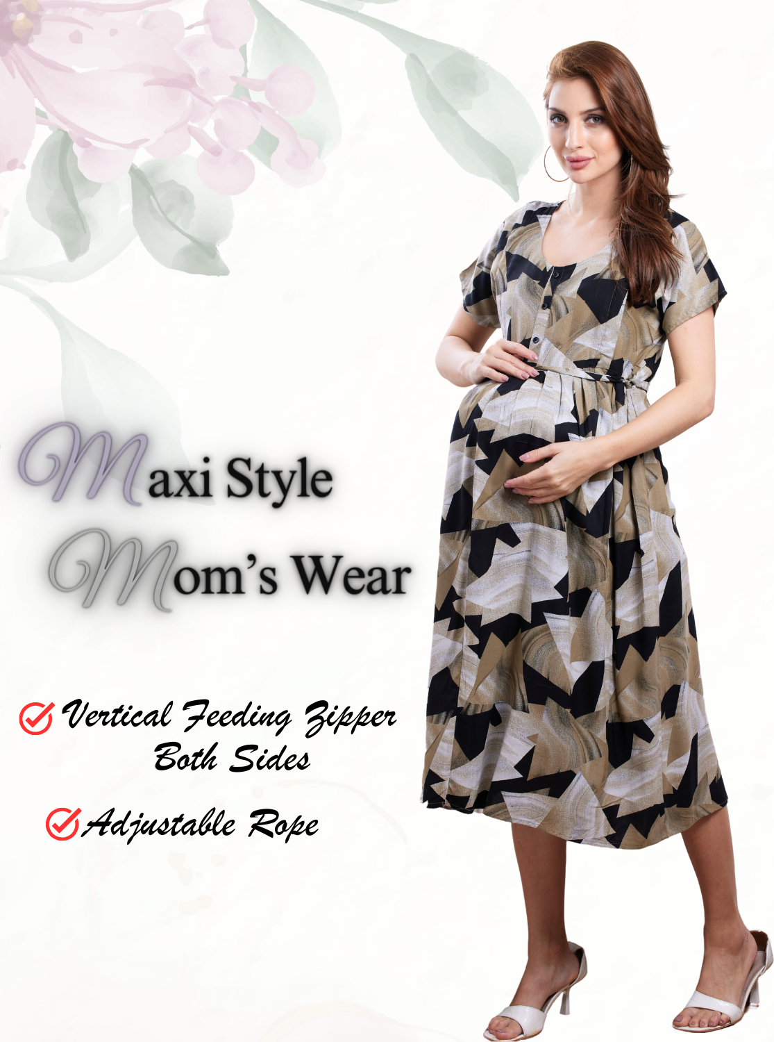 ONLY MINE New 4-IN-ONE Floral Print Mom's Wear | Stylish Maxi Moms Wear | Invisible Feeding Zipper | Perfect Pregnancy Wear