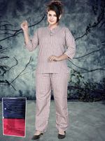 New MANGAI Stylish Cotton Night Suits for all Stylish Women's | Long Sleeve with Size Pocket Beautiful all Over Printed Elastic Waist Top & Bottom Cord Set your Perfect Nightwear Companion (MCNS)
