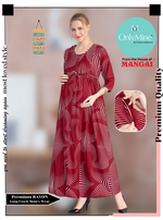 New ArrivalsONLY MINE Premium 4-IN-ONE Mom's Wear - Soft & Smooth Rayon | Maternity | Feeding | Long Frock | Casual Wear for Pregnancy Women's (4-IN-ONE-LFRK)