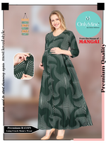 New ArrivalsONLY MINE Premium 4-IN-ONE Mom's Wear - Soft & Smooth Rayon | Maternity | Feeding | Long Frock | Casual Wear for Pregnancy Women's (4-IN-ONE-LFRK)