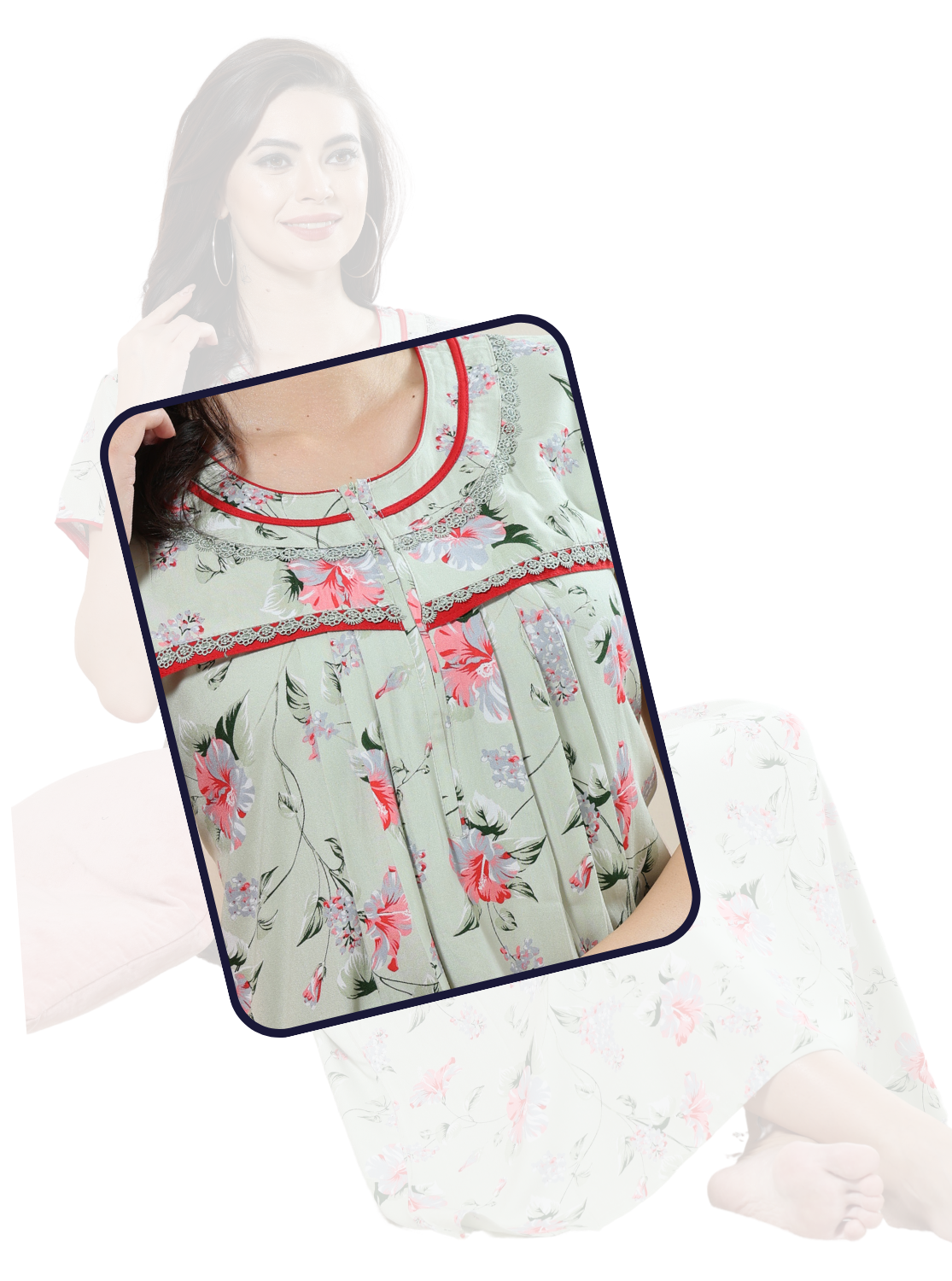 MANGAI Rayon Pleated Stylish Nighties for Stylish Women's | Updated Collections | Superior Quality | All Over Printed |Trendy Nighties for Women's