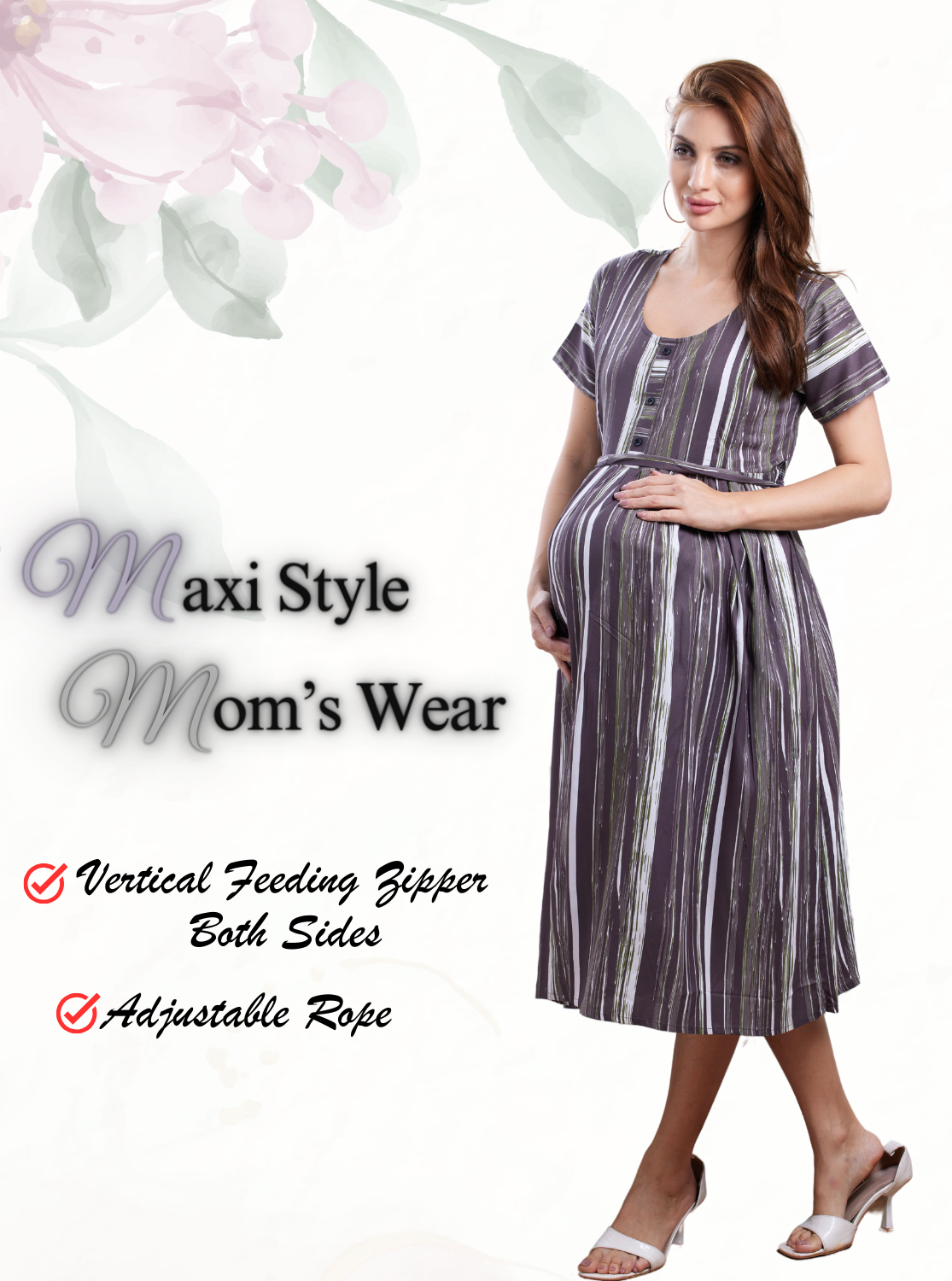 ONLY MINE New 4-IN-ONE Floral Print Mom's Wear | Stylish Maxi Moms Wear | Invisible Feeding Zipper | Perfect Pregnancy Wear
