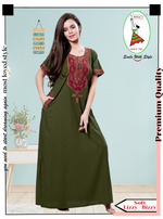 MANGAI Premium KARACHI Embroidery Nighties | Beautiful Embroidery Design's | Branded Quality | Half Sleeve | Regular Model | Stylish Nightdress for Women (KEM)