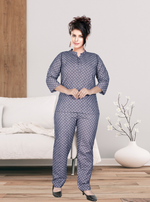 New MANGAI Stylish Cotton Night Suits for all Stylish Women's | Long Sleeve with Size Pocket Beautiful all Over Printed Elastic Waist Top & Bottom Cord Set your Perfect Nightwear Companion (MCNS)