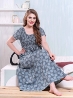 ONLY MINE Premium Smokey Nighty | Stretchable Elastic Type | Beautiful Pleated Model | Side Pocket | Stylish Nighty for Stylish Women's (OM-RAH)