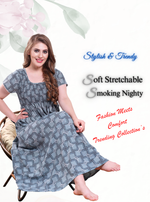 ONLY MINE Premium Smokey Nighty | Stretchable Elastic Type | Beautiful Pleated Model | Side Pocket | Stylish Nighty for Stylish Women's (OM-RAH)