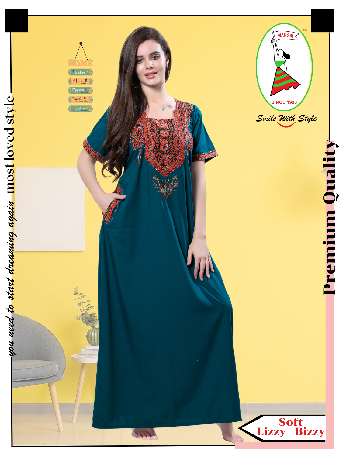 MANGAI Premium KARACHI Embroidery Nighties | Beautiful Embroidery Design's | Branded Quality | Half Sleeve | Regular Model | Stylish Nightdress for Women