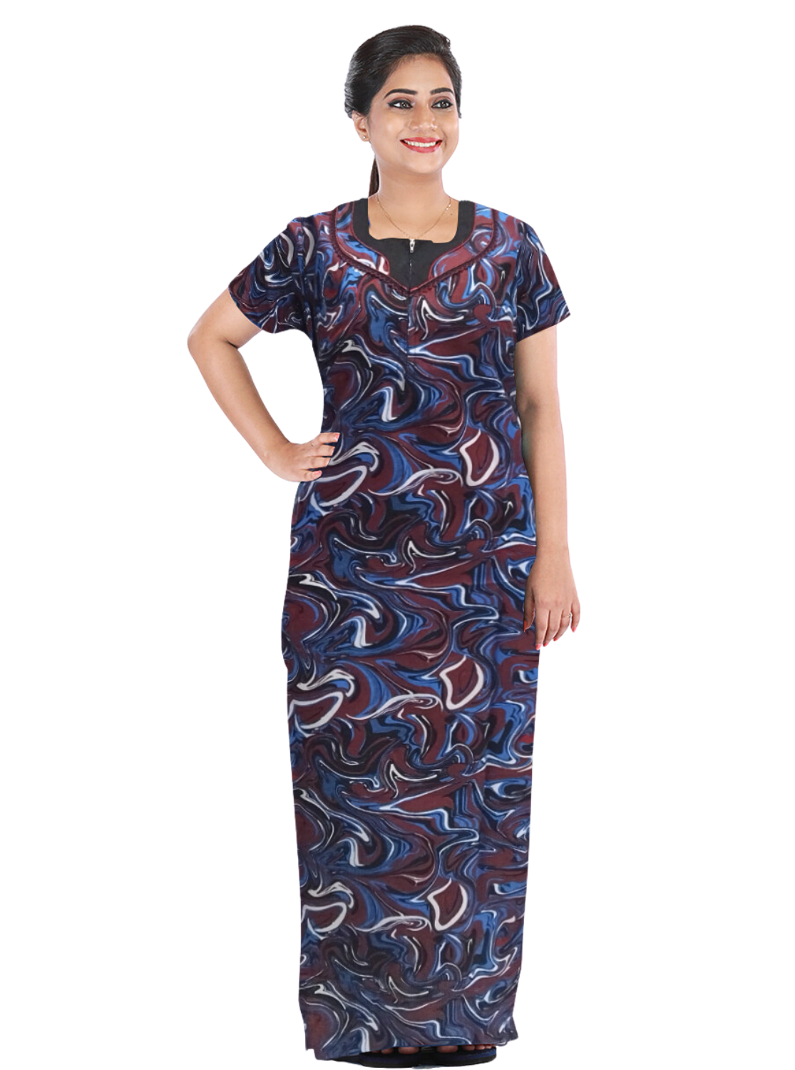 MANGAI New Regular Fit Cotton Printed Nighties - All Over Printed Stylish Nightwear for Stylish Women | Side Cut Pocket | Beautiful Nighties for Stylish Women's | Colorful Printed Cotton Nighties (LDM)