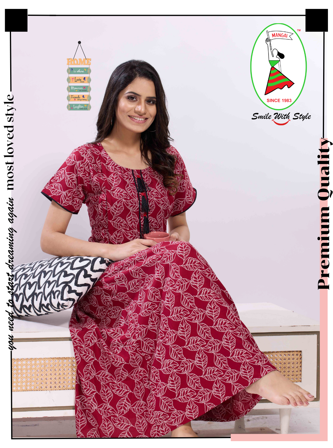 New Arrivals MANGAI Alpine KURTI Style Nighties| Beautiful Stylish KURTI Model | Half Sleeve | Without Zipper | Stylish Thread Tied Front Closed Type | Fresh Collection's for Stylish Women's MKA (H/S)