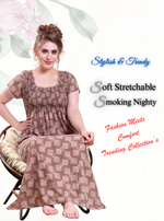 ONLY MINE Premium Smokey Nighty | Stretchable Elastic Type | Beautiful Pleated Model | Side Pocket | Stylish Nighty for Stylish Women's (OM-RAH)