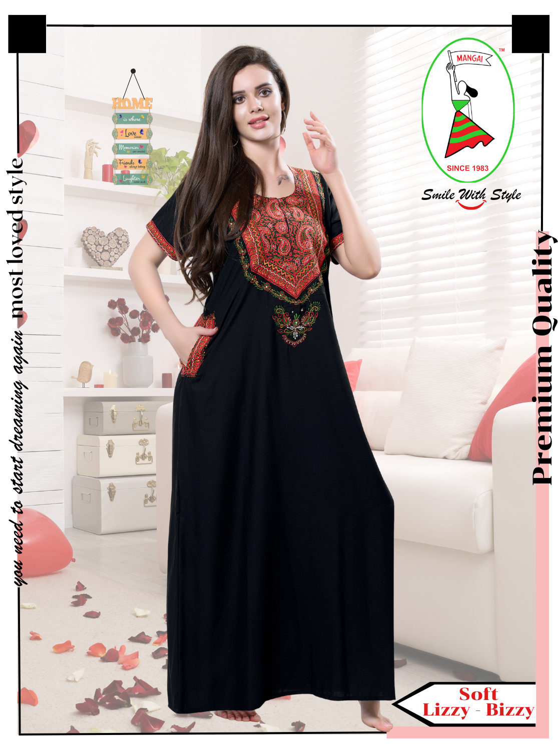 MANGAI Premium KARACHI Embroidery Nighties Beautiful Embroidery Desi Mangai Nighties