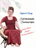 ONLY MINE Premium Smokey Nighty | Stretchable Elastic Type | Beautiful Pleated Model | Side Pocket | Stylish Nighty for Stylish Women's (OM-RAH)