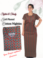 Premium Cotton Printed Pleated Model Nighties