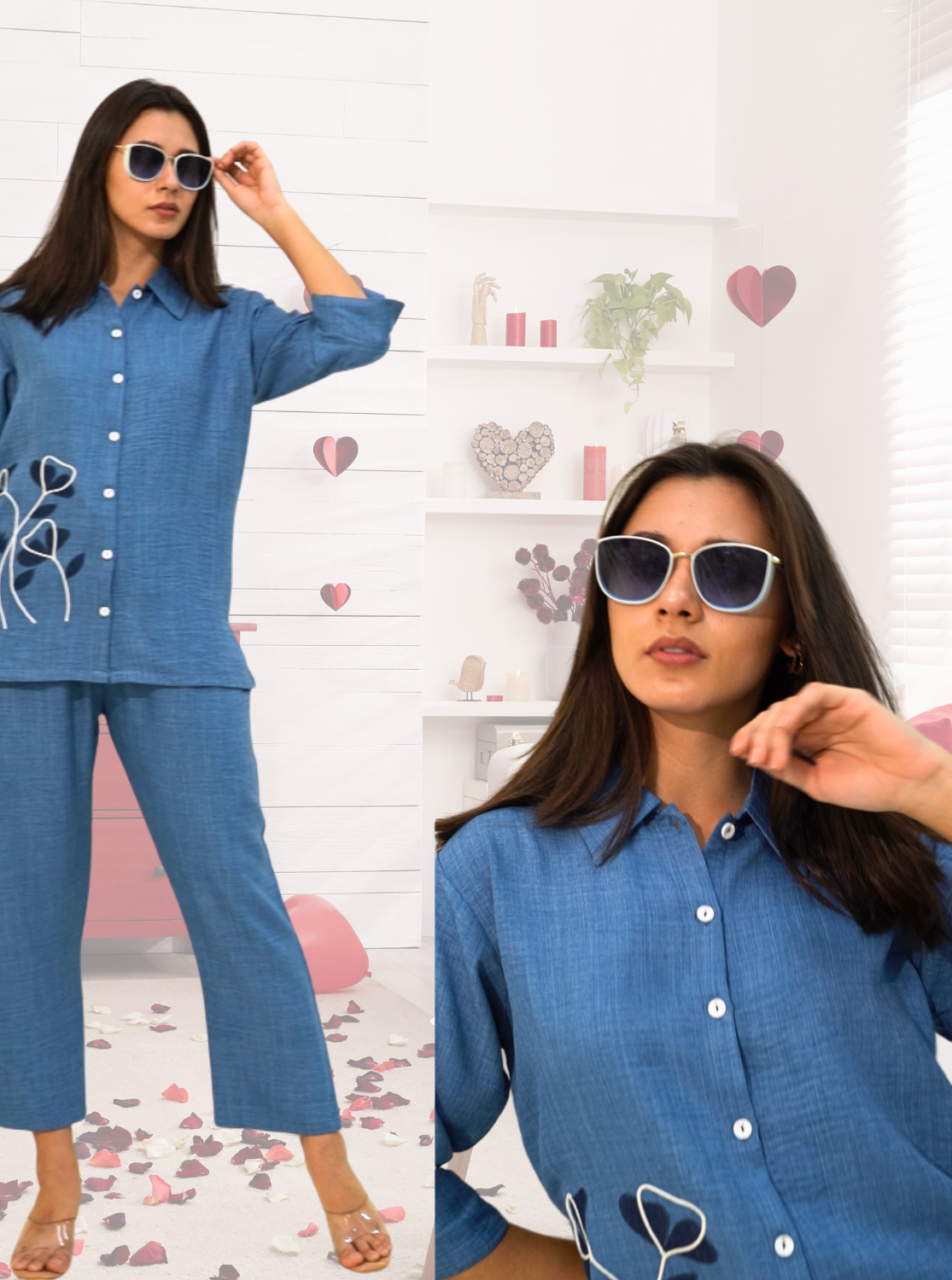 MANGAI Premium Cotton Printed Night Suits | Stylish Print's All Over | Top & Bottom Set | 3/4 Sleeve | Trendy Night Suits for Stylish Women's (MLNS)