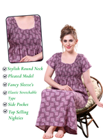 ONLY MINE Premium Smokey Nighty | Stretchable Elastic Type | Beautiful Pleated Model | Side Pocket | Stylish Nighty for Stylish Women's (OM-RAH)