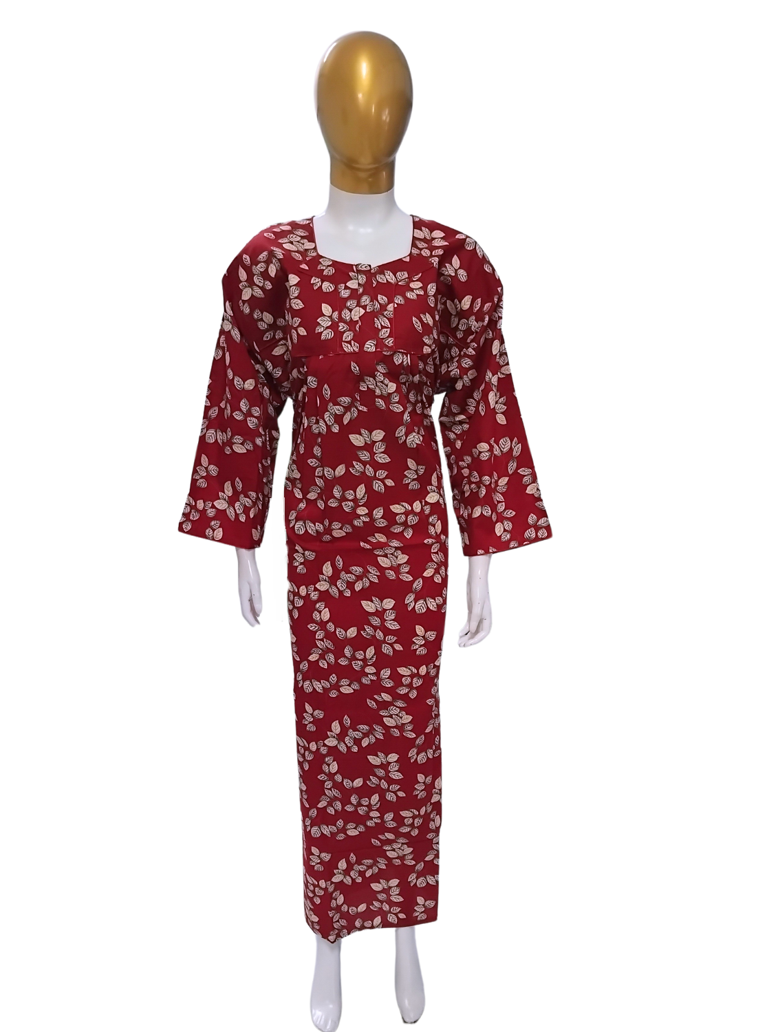 MANGAI Premium Cotton Printed Regular Comfort Long Sleeve Model 3XL Size Nighties - Fancy Neck | With Side Pocket |Shrinkage Free Nighties | Trendy Collection's for Stylish Women's
