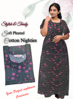 Premium Cotton Printed Pleated Nighties