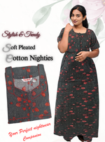 Premium Cotton Printed Pleated Nighties