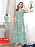 New Arrival MANGAI Premium ALPINE MAXI Model Nighty - Stylish Fancy Maxi Model Nightwear for Stylish Women | Updated Collection's| Beautiful Flared & Pleated Model | Frock Model Nighties for Trendy Women's (HMS)