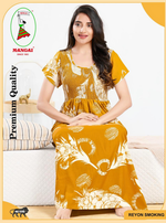 MANGAI RAYON Smocking Nighty | Beautiful Pleated Design | Side Pocket | Stylish Nighty for Trendy Women's | Your Perfect Nightwear Collection's (SRN)