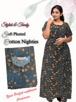 Premium Cotton Printed Pleated Nighties