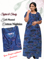 MANGAI Premium Cotton Printed Pleated Model Half Sleeve 3XL Size Nighties - Fancy Neck | With Side Pocket |Shrinkage Free Nighties | Trendy Collection's for Stylish Women's (3XL-SBS)