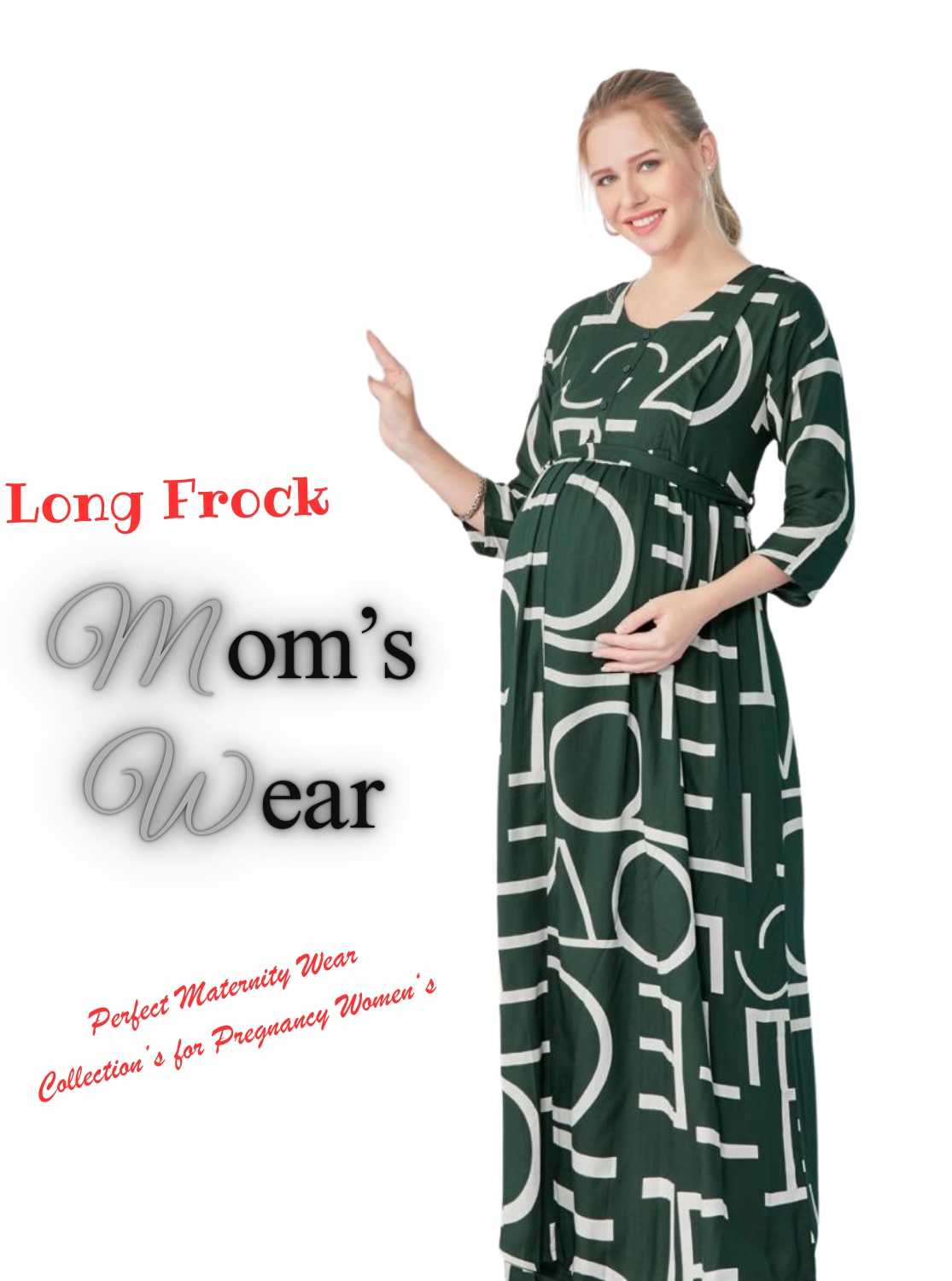 New ArrivalsONLY MINE Premium 4-IN-ONE Mom's Wear - Soft & Smooth Rayon | Maternity | Feeding | Long Frock | Casual Wear for Pregnancy Women's (4-IN-ONE-LFRK)