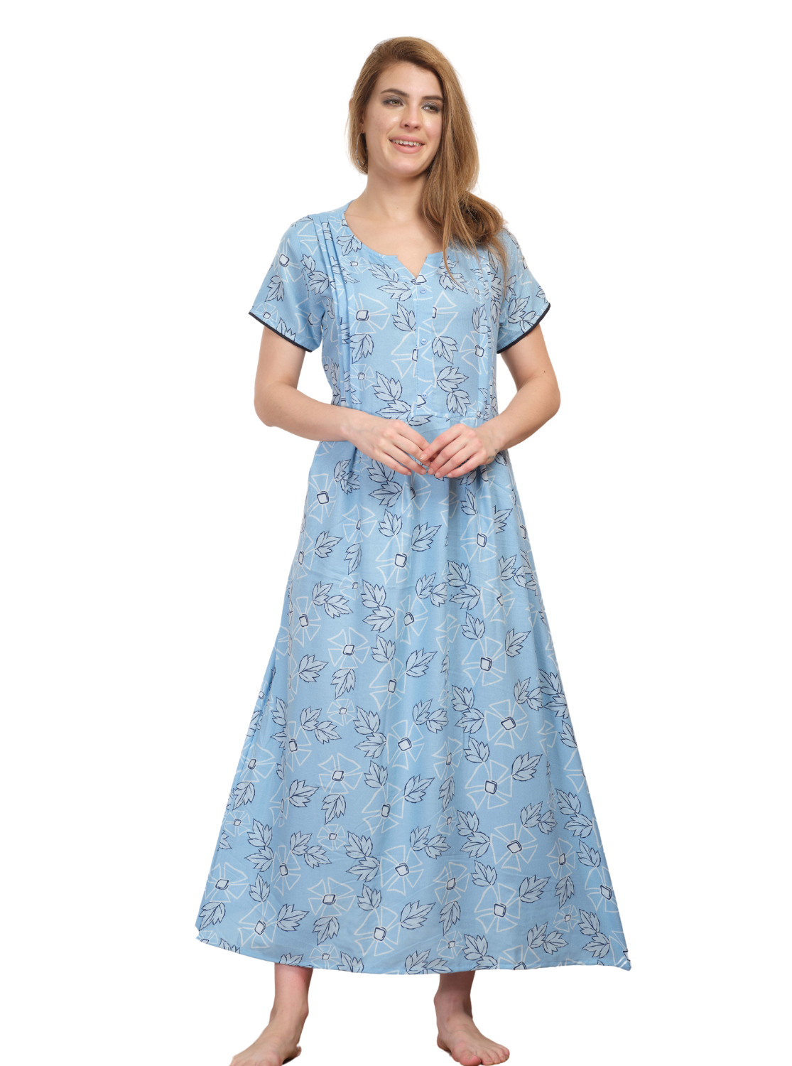 New Arrival MANGAI Premium ALPINE MAXI Model Nighty - Stylish Fancy Maxi Model Nightwear for Stylish Women | Updated Collection's| Beautiful Flared & Pleated Model | Frock Model Nighties for Trendy Women's (HMS)