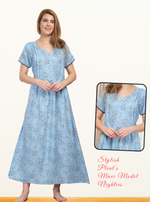 New Arrival MANGAI Premium ALPINE MAXI Model Nighty - Stylish Fancy Maxi Model Nightwear for Stylish Women | Updated Collection's| Beautiful Flared & Pleated Model | Frock Model Nighties for Trendy Women's (HMS)