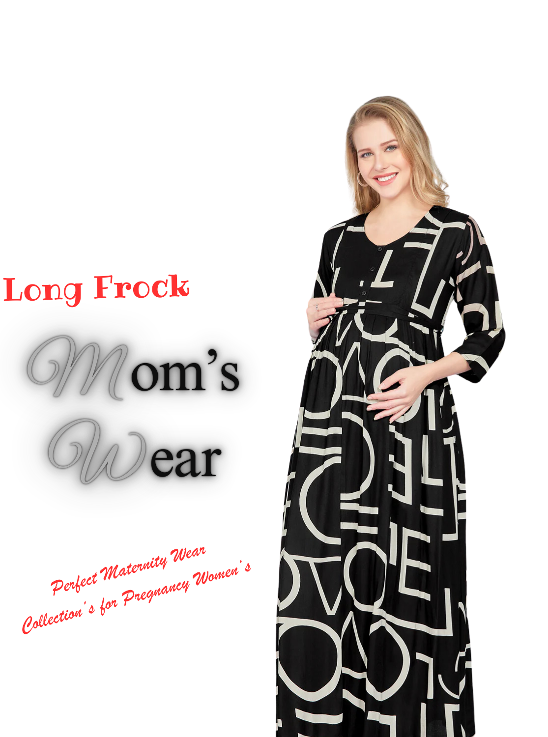 New ArrivalsONLY MINE Premium 4-IN-ONE Mom's Wear - Soft & Smooth Rayon | Maternity | Feeding | Long Frock | Casual Wear for Pregnancy Women's (4-IN-ONE-LFRK)