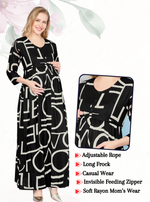 New ArrivalsONLY MINE Premium 4-IN-ONE Mom's Wear - Soft & Smooth Rayon | Maternity | Feeding | Long Frock | Casual Wear for Pregnancy Women's (4-IN-ONE-LFRK)