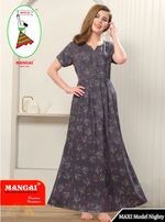 New Arrival MANGAI Premium ALPINE MAXI Model Nighty - Stylish Fancy Maxi Model Nightwear for Stylish Women | Updated Collection's| Beautiful Flared & Pleated Model | Frock Model Nighties for Trendy Women's (HMS)