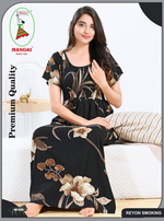 MANGAI RAYON Smocking Nighty | Beautiful Pleated Design | Side Pocket | Stylish Nighty for Trendy Women's | Your Perfect Nightwear Collection's (SRN)