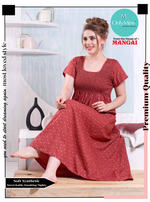 ONLY MINE Premium Smokey Nighty | Stretchable Elastic Type | Beautiful Pleated Model | Side Pocket | Stylish Nighty for Stylish Women's (OM-RAH)