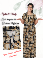 MANGAI New Regular Fit Cotton PrintedNighties - All Over Printed Stylish Nightwear for Stylish Women | Side Cut Pocket | Beautiful Nighties for Stylish Women's (NL)