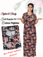 MANGAI New Regular Fit Cotton PrintedNighties - All Over Printed Stylish Nightwear for Stylish Women | Side Cut Pocket | Beautiful Nighties for Stylish Women's (NL)