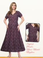 New Arrival MANGAI Premium ALPINE MAXI Model Nighty - Stylish Fancy Maxi Model Nightwear for Stylish Women | Updated Collection's| Beautiful Flared & Pleated Model | Frock Model Nighties for Trendy Women's (HMS)