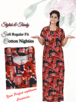 MANGAI New Regular Fit Cotton PrintedNighties - All Over Printed Stylish Nightwear for Stylish Women | Side Cut Pocket | Beautiful Nighties for Stylish Women's (NL)